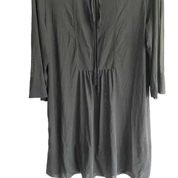 TOMMY BAHAMA Popover Swimwear Coverup Tunic Mini Dress Tassels Black S - Picture 5 of 9